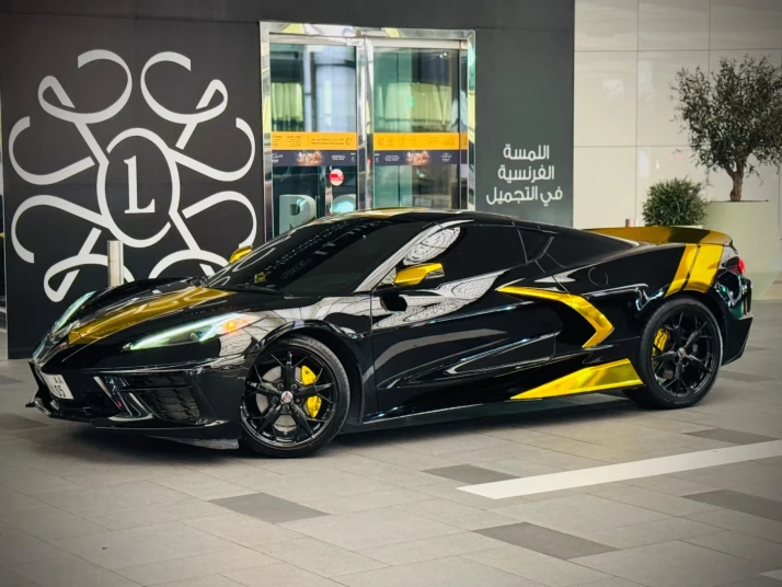 Chevrolet Corvette C8 2023 BLACK&GOLD RENTAL IN DUBAI - undefined